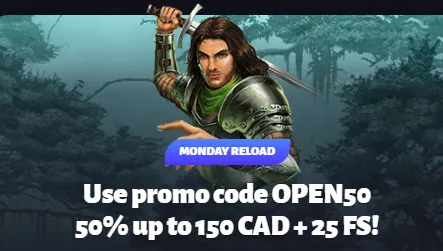 Monday reload bonus banner.
