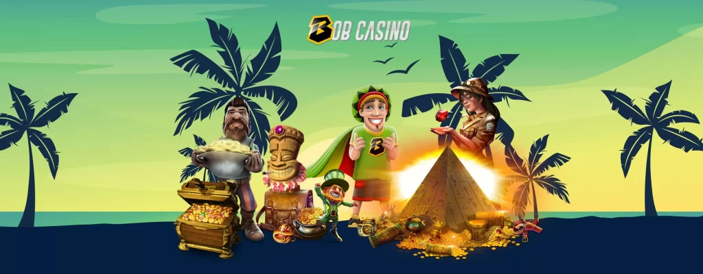 banner Bob Casino with slot characters.